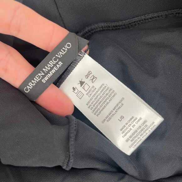 CARMEN MARC VALVO Swim Skirt Large Beach Cover-Up Sheer Slits Pull On Tie Waist - Picture 4 of 16